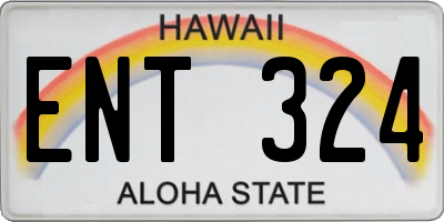 HI license plate ENT324