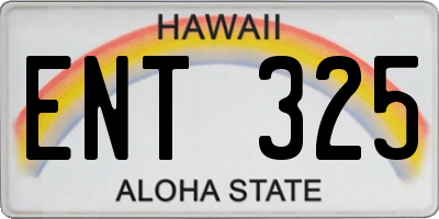 HI license plate ENT325