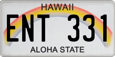 HI license plate ENT331
