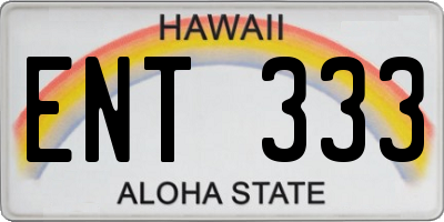 HI license plate ENT333