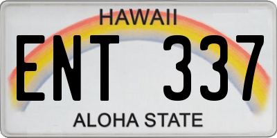 HI license plate ENT337