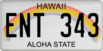HI license plate ENT343
