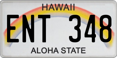 HI license plate ENT348