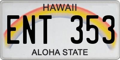 HI license plate ENT353