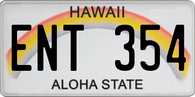 HI license plate ENT354