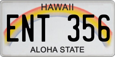HI license plate ENT356