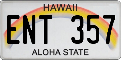 HI license plate ENT357