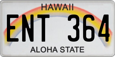 HI license plate ENT364
