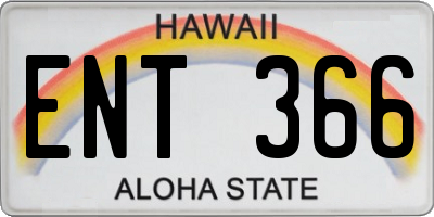 HI license plate ENT366