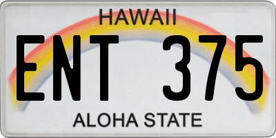 HI license plate ENT375