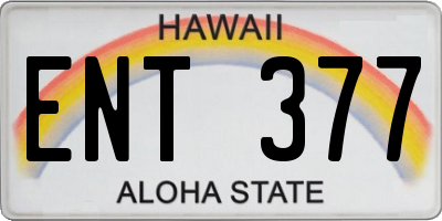 HI license plate ENT377