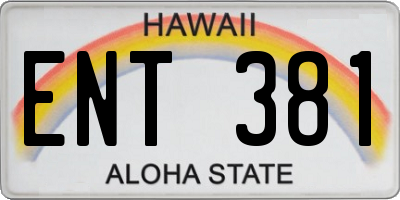 HI license plate ENT381