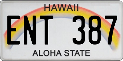 HI license plate ENT387