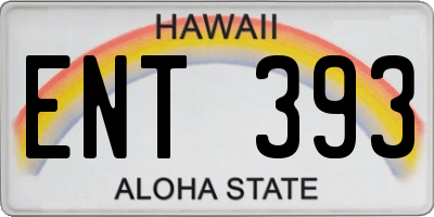 HI license plate ENT393