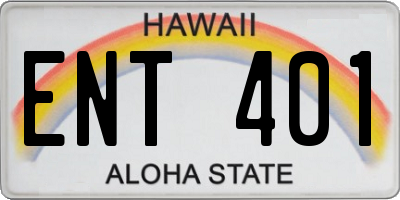 HI license plate ENT401