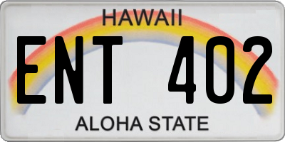 HI license plate ENT402
