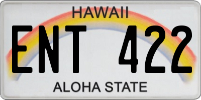 HI license plate ENT422