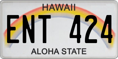 HI license plate ENT424