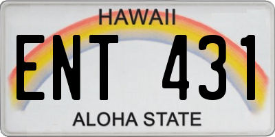 HI license plate ENT431