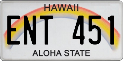 HI license plate ENT451