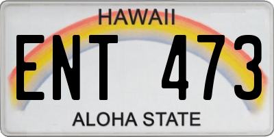 HI license plate ENT473