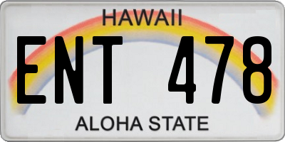 HI license plate ENT478