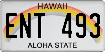 HI license plate ENT493
