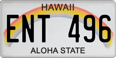 HI license plate ENT496
