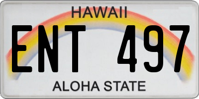 HI license plate ENT497