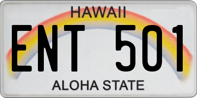 HI license plate ENT501