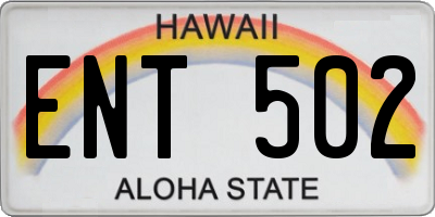 HI license plate ENT502