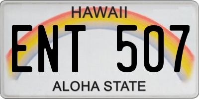HI license plate ENT507
