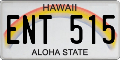 HI license plate ENT515