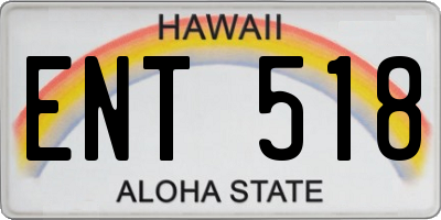 HI license plate ENT518