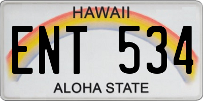 HI license plate ENT534