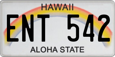 HI license plate ENT542