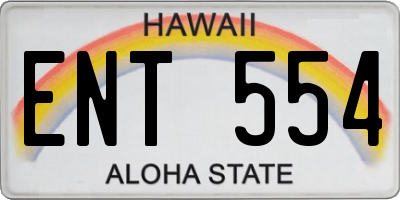 HI license plate ENT554