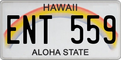 HI license plate ENT559