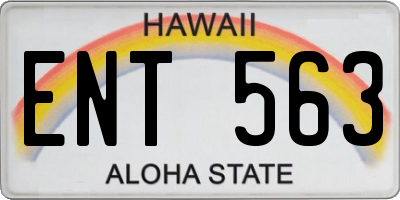 HI license plate ENT563