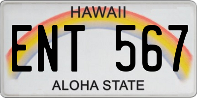 HI license plate ENT567