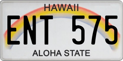 HI license plate ENT575