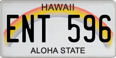 HI license plate ENT596