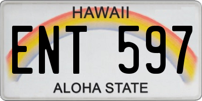 HI license plate ENT597
