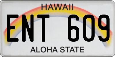 HI license plate ENT609