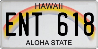 HI license plate ENT618