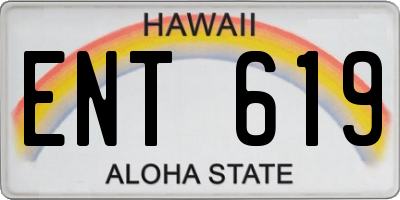 HI license plate ENT619