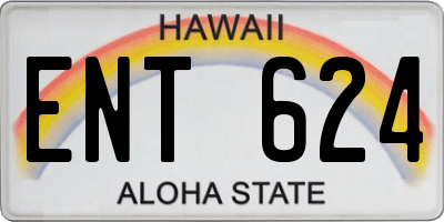 HI license plate ENT624