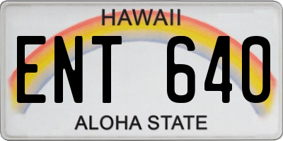 HI license plate ENT640
