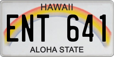 HI license plate ENT641