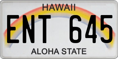 HI license plate ENT645